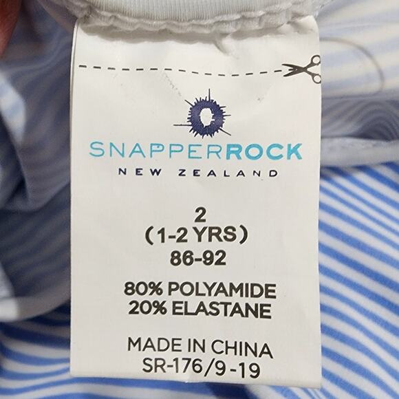 Snapper Rock Sustainable Stripe Knot SS Rash Guard Top Powder Blue 2 NEW - Picture 3 of 7